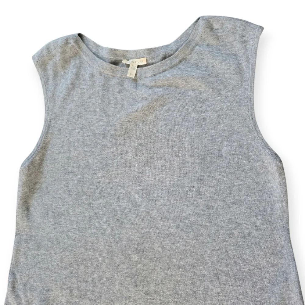 Eileen Fisher Organic Cotton & Cashmere Knit Grey Dress, Size Small - Picture 2 of 7